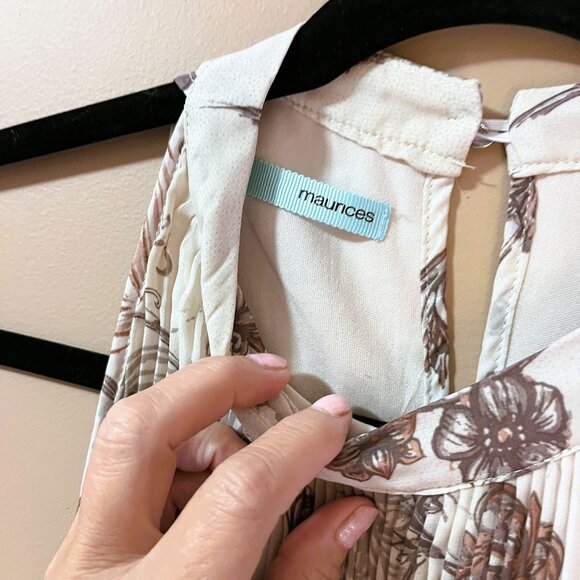 Feminine Natural Summer Flared Sheer lined delicate sleeveless blouse Size M EUC - Picture 5 of 6